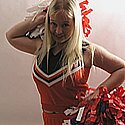 sexy blonde barely 18 teen kirsten posing in her cheerleading outfit